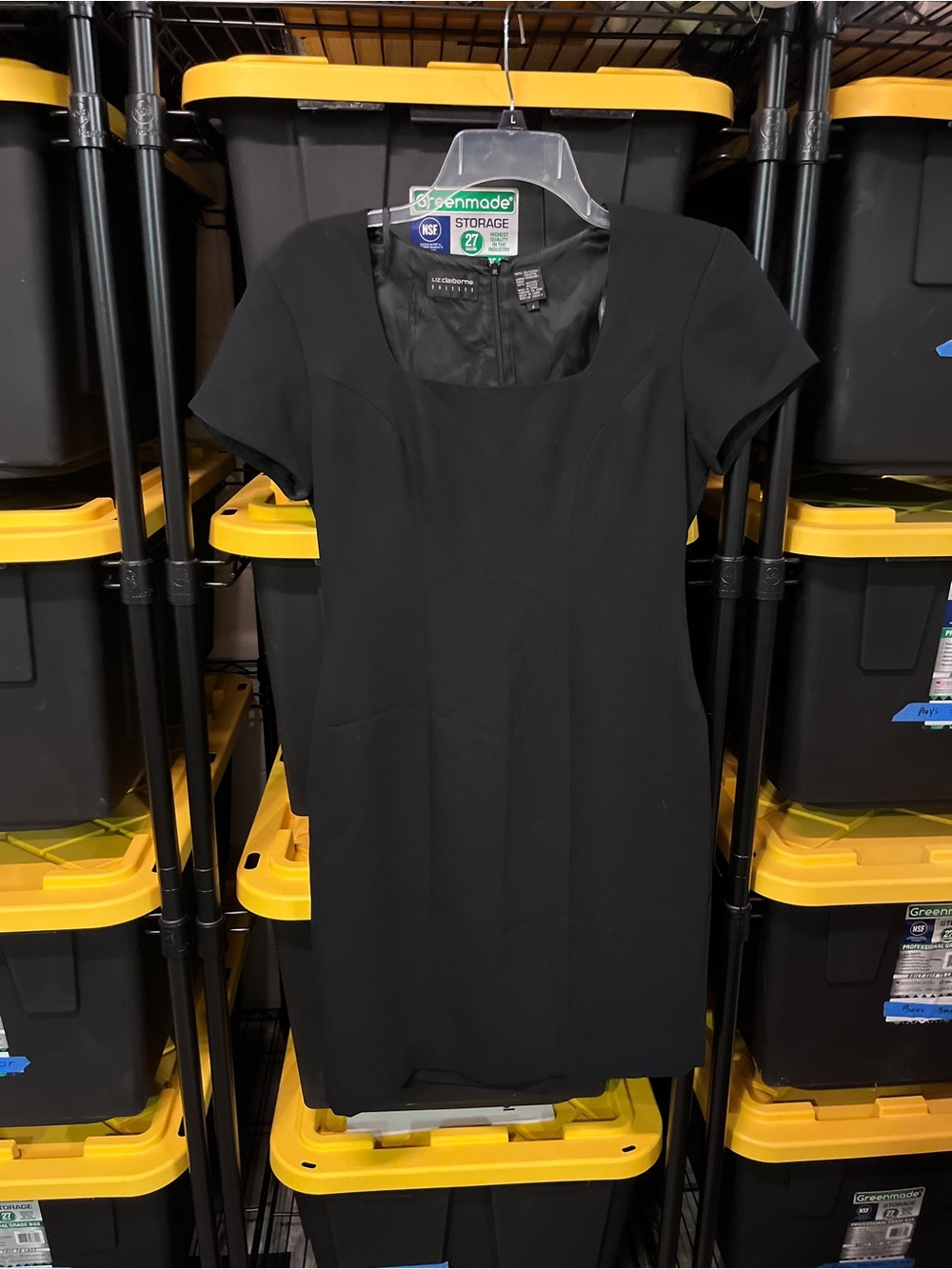 Liz Claiborne Black Short-Sleeve Square-Neck Dress